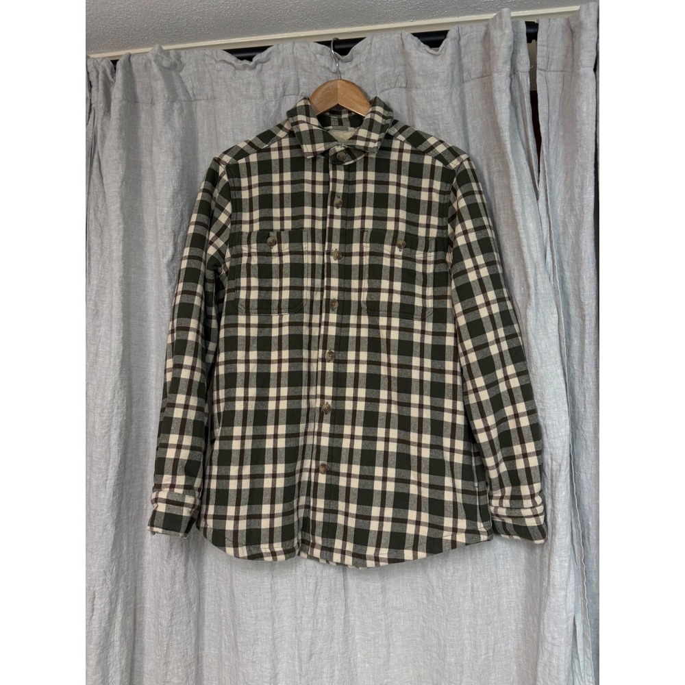 Harpoon Mens Green Plaid Sherpa Lined Flannel Shirt Jacket Size Medium M